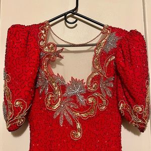 Elegant Red Embellished Dress